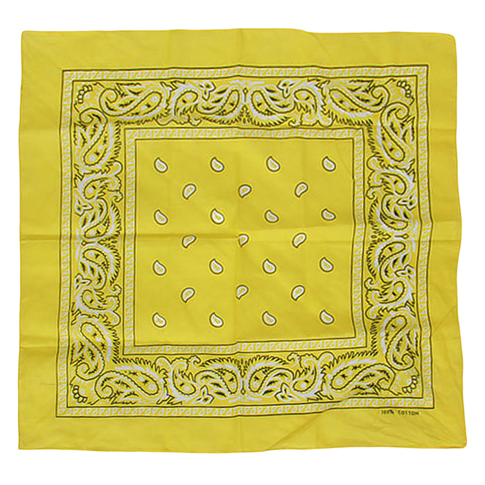 Crofta Paisley Bandana Kerchief Head Wrap Coverchief - Yellow