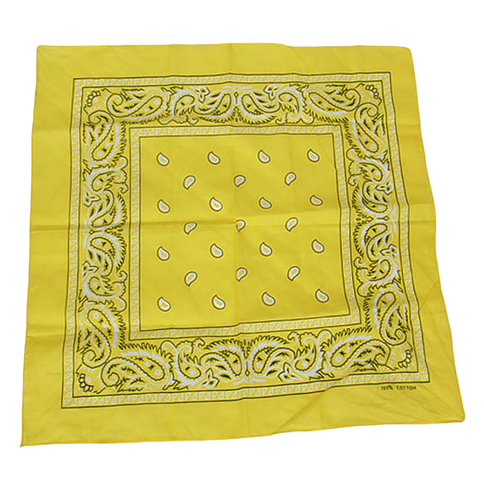 Crofta Paisley Bandana Kerchief Head Wrap Coverchief - Yellow