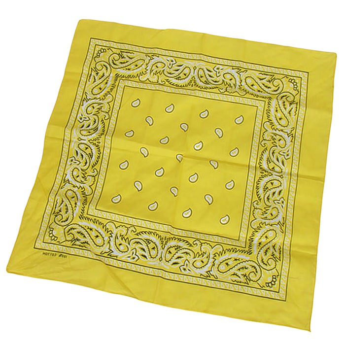 Crofta Paisley Bandana Kerchief Head Wrap Coverchief - Yellow