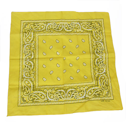 Crofta Paisley Bandana Kerchief Head Wrap Coverchief - Yellow