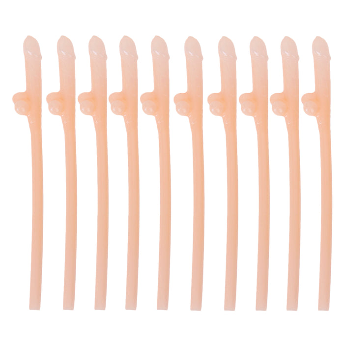 10Pcs Hens Night Nude Color Willy Straw Plastic Dicky Sipping Straws