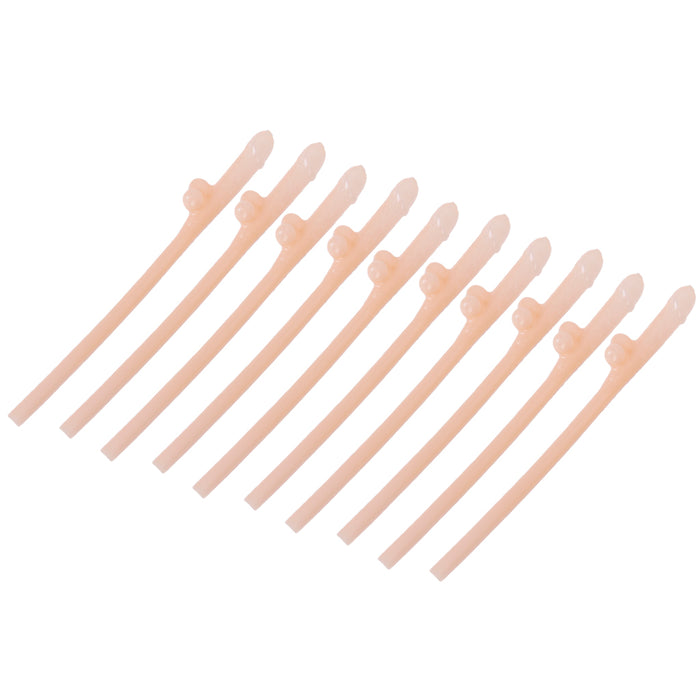 10Pcs Hens Night Nude Color Willy Straw Plastic Dicky Sipping Straws