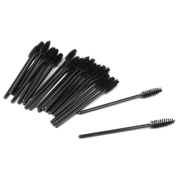 Crofta Womens Pro Makeup Disposable Straight Eyelash Extension Mascara Brush Wands Spoolers Applicator Pack of 50PCS Black