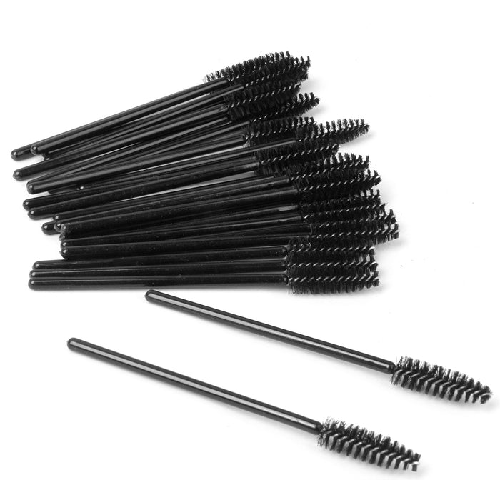 Crofta Womens Pro Makeup Disposable Straight Eyelash Extension Mascara Brush Wands Spoolers Applicator Pack of 50PCS Black