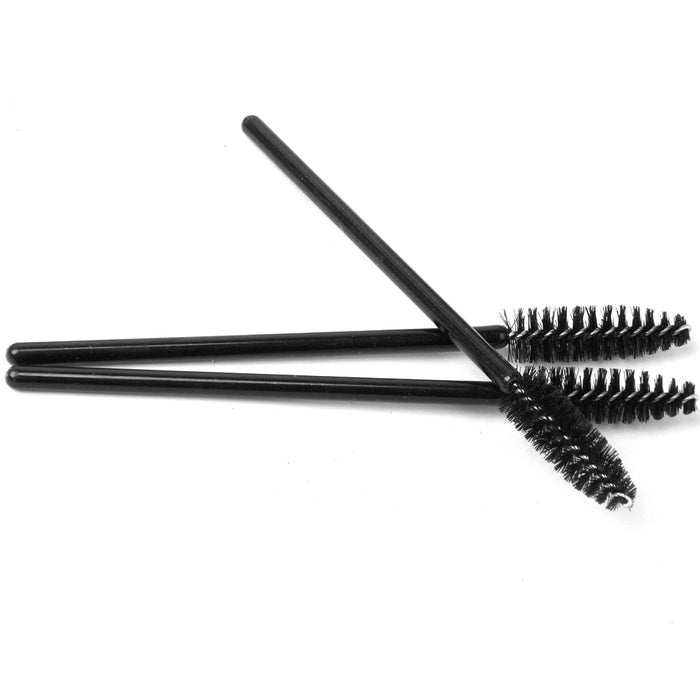 Crofta Womens Pro Makeup Disposable Straight Eyelash Extension Mascara Brush Wands Spoolers Applicator Pack of 50PCS Black