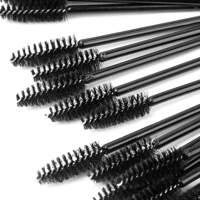 Crofta Womens Pro Makeup Disposable Straight Eyelash Extension Mascara Brush Wands Spoolers Applicator Pack of 50PCS Black