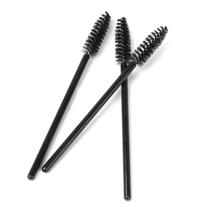 Crofta Womens Pro Makeup Disposable Straight Eyelash Extension Mascara Brush Wands Spoolers Applicator Pack of 50PCS Black