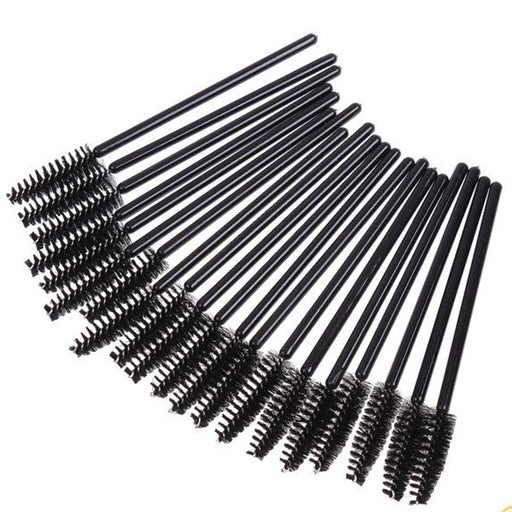 Crofta Womens Pro Makeup Disposable Straight Eyelash Extension Mascara Brush Wands Spoolers Applicator Pack of 50PCS Black