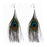 Crofta 1 Pair Peacock Multicolor Feather Fashion Dangle Earrings