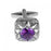 Crofta Zircon Rhinestone Stainless Steel Cuff Links Square Cufflinks - Purple