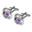 Crofta Zircon Rhinestone Stainless Steel Cuff Links Square Cufflinks - Purple