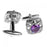 Crofta Zircon Rhinestone Stainless Steel Cuff Links Square Cufflinks - Purple