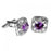 Crofta Zircon Rhinestone Stainless Steel Cuff Links Square Cufflinks - Purple