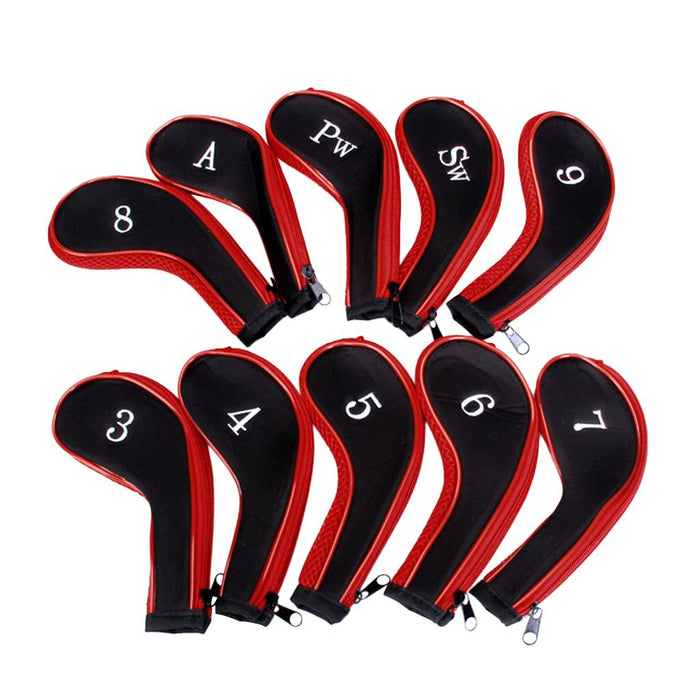 Crofta 10 Golf Clubs Iron Set Headcovers Head Cover Red/Black