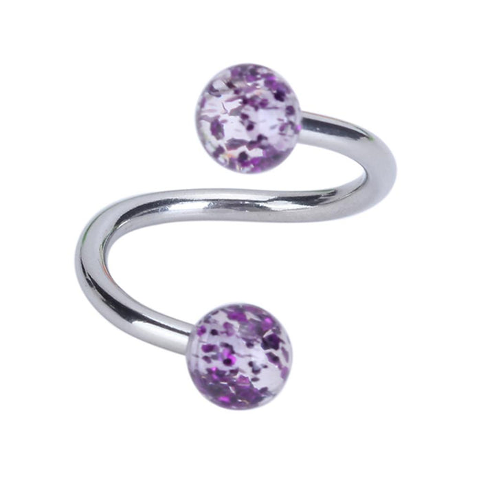 Crofta 14g Stainless Steel Twist Navel Ring with Ball - Purple