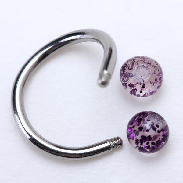 Crofta 14g Stainless Steel Twist Navel Ring with Ball - Purple