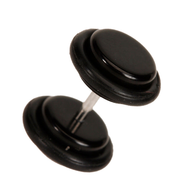 Crofta 18G Ear Stud with 00G Acrylic Fake Ear Plug Taper Stretcher with O-rings - Black