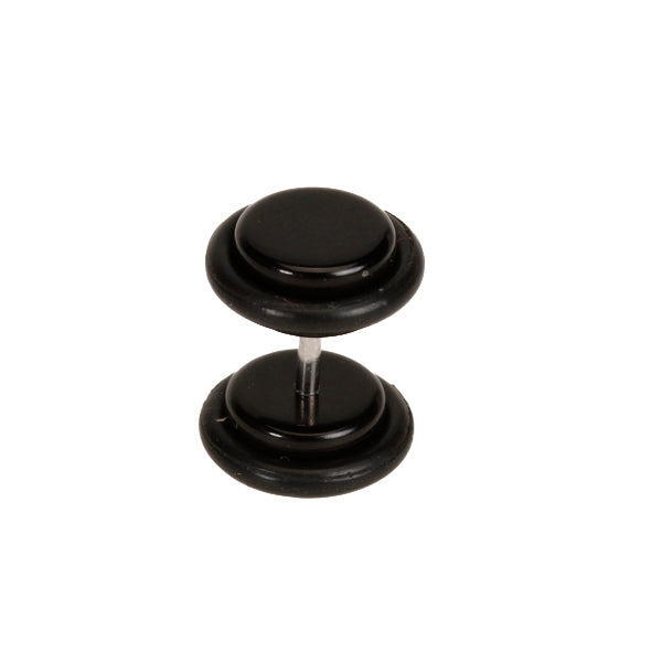 Crofta 18G Ear Stud with 00G Acrylic Fake Ear Plug Taper Stretcher with O-rings - Black