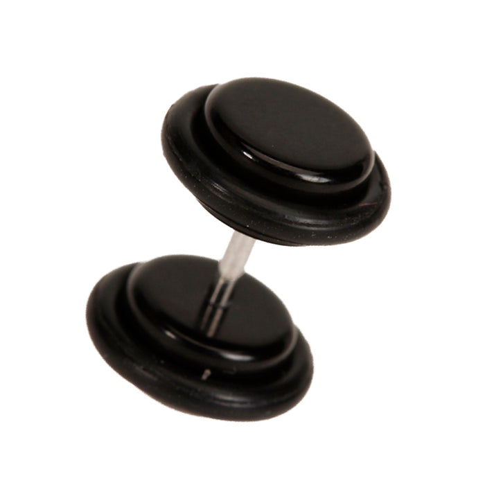 Crofta 18G Ear Stud with 00G Acrylic Fake Ear Plug Taper Stretcher with O-rings - Black