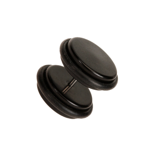 Crofta 18G Ear Stud Plug with 1/2 inch Acrylic Fake Ear Plug Taper Stretcher with O-rings - Black