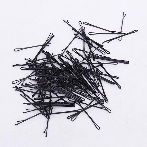 Crofta 100pcs Black Plated Flat Top Hair Bobby Pins 55mm