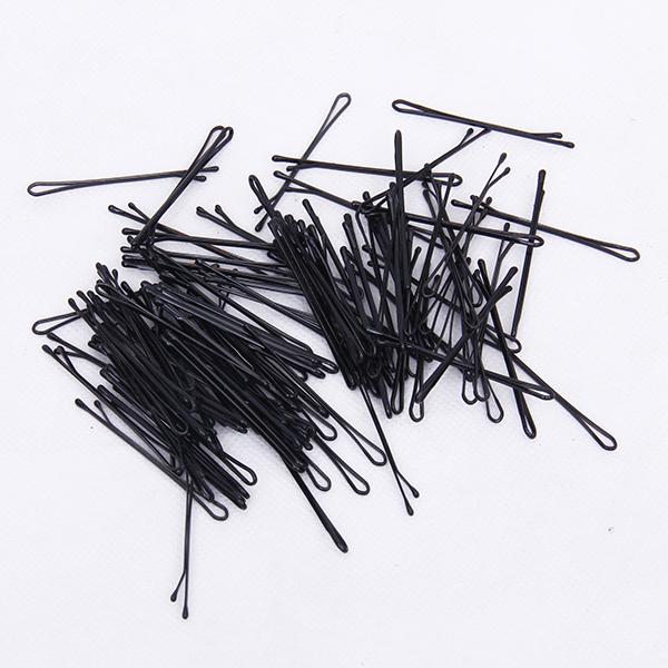 Crofta 100pcs Black Plated Flat Top Hair Bobby Pins 55mm