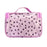 Crofta Pink Zipper Cosmetic Bag Toiletry Bag Make-up Bag Hand Case Bag with Hearts Patterns