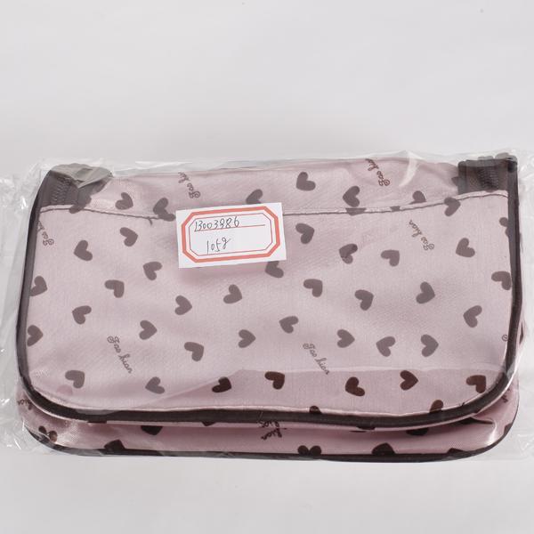 Crofta Pink Zipper Cosmetic Bag Toiletry Bag Make-up Bag Hand Case Bag with Hearts Patterns