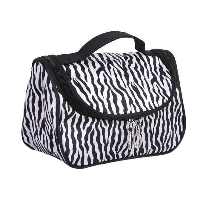 Crofta Women Girls Ladies Zebra Pattern Travel Cosmetic Bag Jewelry Organiser Makeup Bag