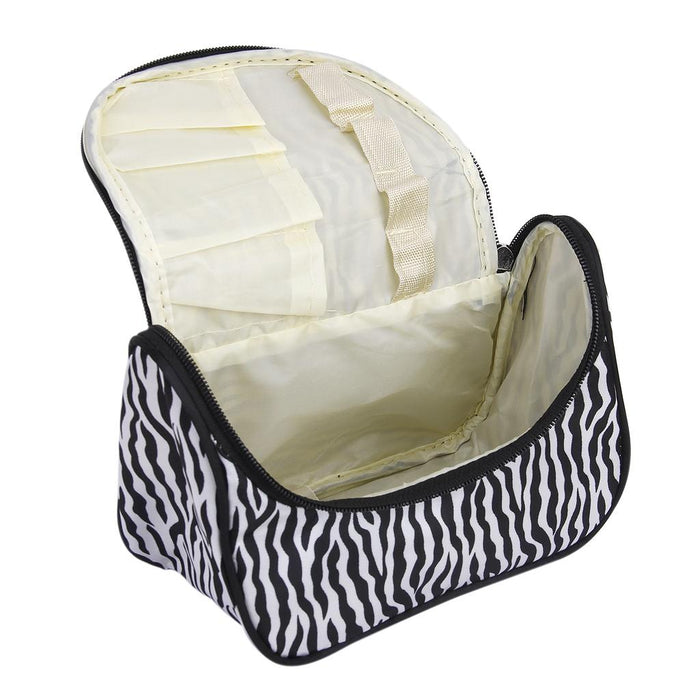 Crofta Women Girls Ladies Zebra Pattern Travel Cosmetic Bag Jewelry Organiser Makeup Bag