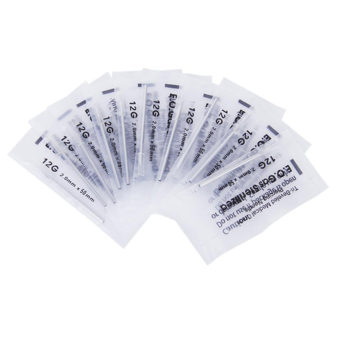 10PCs 316L  Steel Body Piercing Needle 12G