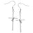 Crofta 1 Pair Stainless Steel Cross w/Ring Plain Style Silver Dangle Earrings Wedding