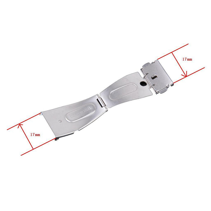 Crofta 17mm Stainless Steel Double Deployment Clasp Buckle For Watch Band Strap