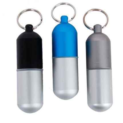 Crofta Water-proof Air-tight Pill Fob Medicine Container Case Box Holder Keychain Sky Blue