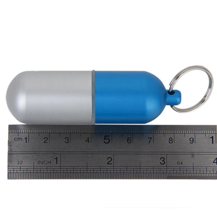 Crofta Water-proof Air-tight Pill Fob Medicine Container Case Box Holder Keychain Sky Blue