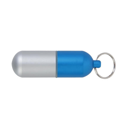 Crofta Water-proof Air-tight Pill Fob Medicine Container Case Box Holder Keychain Sky Blue