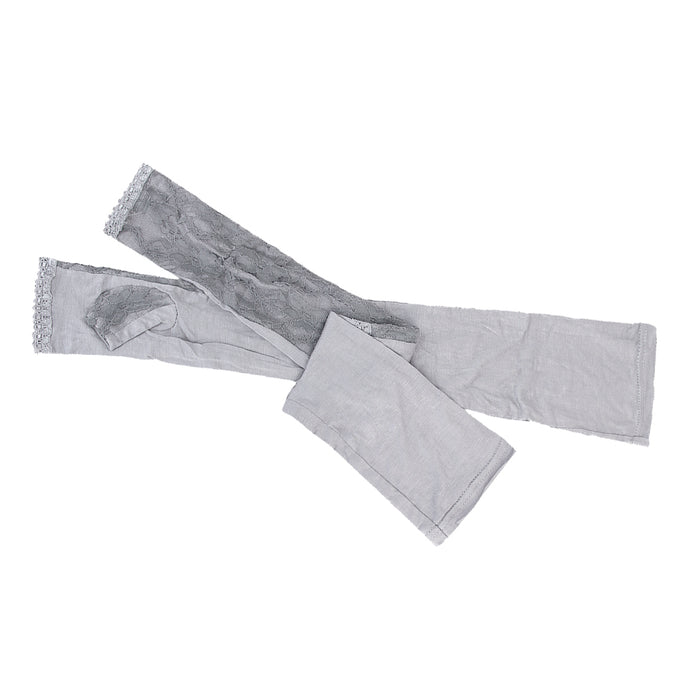 Crofta Grey Long lace UV Protection Sun Bridal Golf Driving Gloves Arm Sleeves