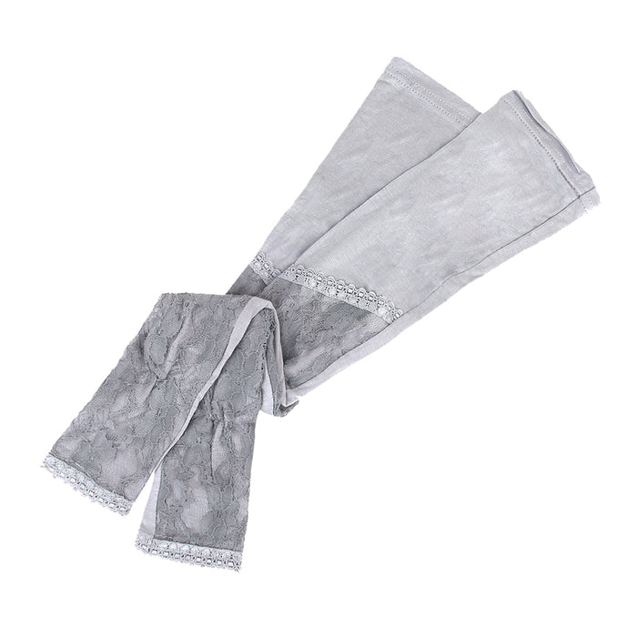 Crofta Grey Long lace UV Protection Sun Bridal Golf Driving Gloves Arm Sleeves