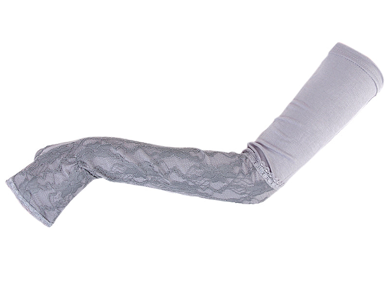 Crofta Grey Long lace UV Protection Sun Bridal Golf Driving Gloves Arm Sleeves