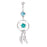 Crofta 14G Stainless Steel Barbell Crystal Dream Catcher Dangle Navel Belly Ring Bar Blue