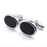 Crofta 1 Pair Men's Silver Black Enamel Round Cufflinks Formal Shirt Cuff Links Set