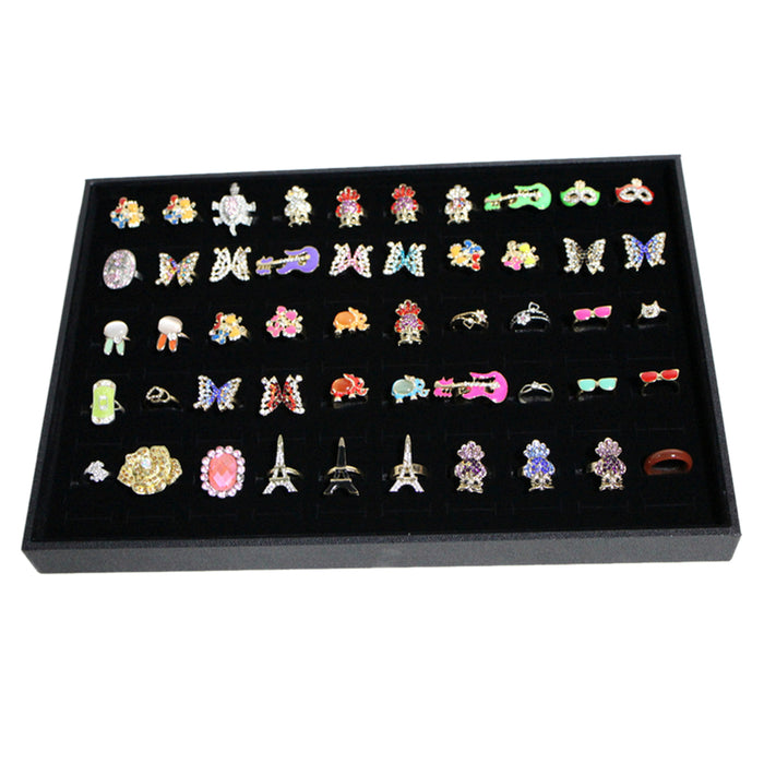 Crofta 100 Slots Grid Velvet Ring Earring Ear Pin Brooch Storage Display Box Tray Jewelry Organizer Holder Case Coverless