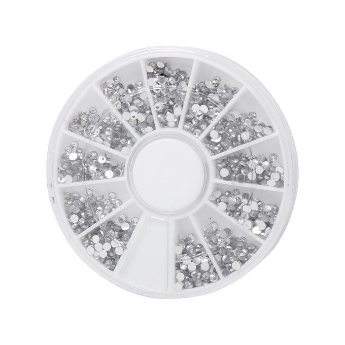 Crofta 1200pcs 2mm Nail Art Tips Clear Crystal Glitter Rhinestone Decoration with wheel