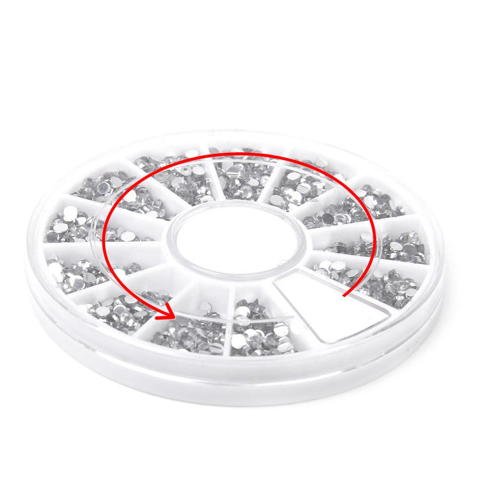 Crofta 1200pcs 2mm Nail Art Tips Clear Crystal Glitter Rhinestone Decoration with wheel