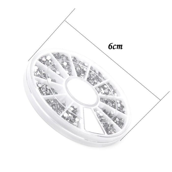 Crofta 1200pcs 2mm Nail Art Tips Clear Crystal Glitter Rhinestone Decoration with wheel