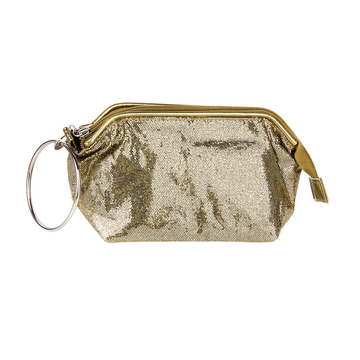 Crofta Dazzling Sequins Travel Cosmetic Makeup Clutch Bag Purse Evening Party Handbag - Antique Bronze