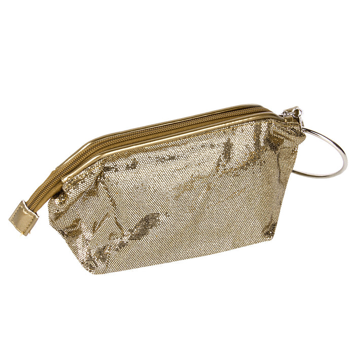 Crofta Dazzling Sequins Travel Cosmetic Makeup Clutch Bag Purse Evening Party Handbag - Antique Bronze