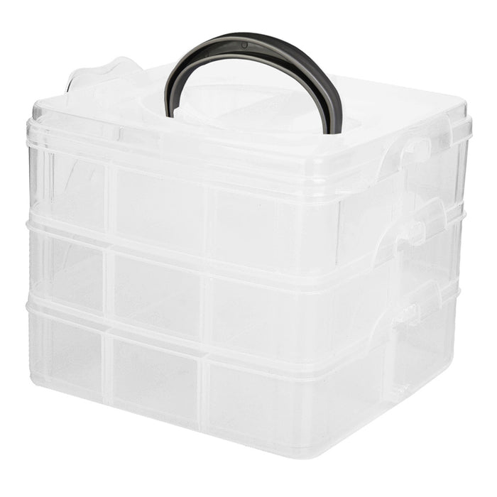 3 Layer 18 compartments Plastic Adjustable Box Storage Case Holder Organizer