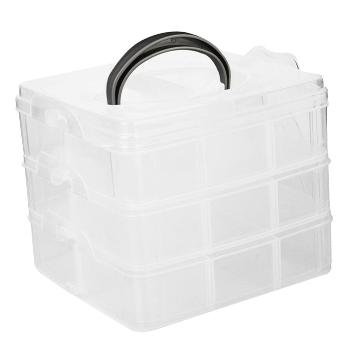 3 Layer 18 compartments Plastic Adjustable Box Storage Case Holder Organizer