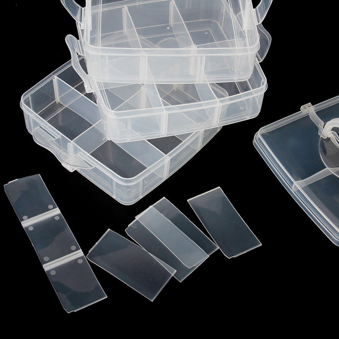 3 Layer 18 compartments Plastic Adjustable Box Storage Case Holder Organizer